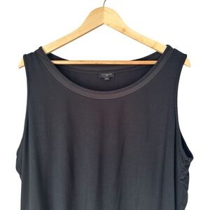 Talbots Black Relaxed Sleeveless Tank Top, Overstitched Neckline, 2X